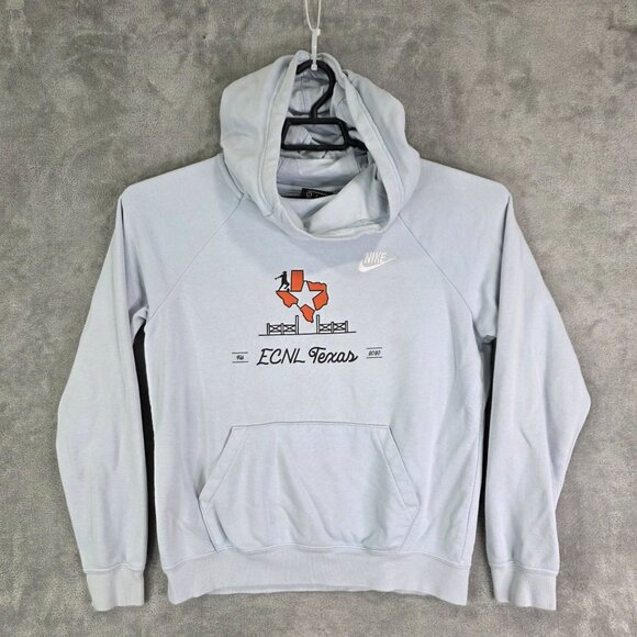 Womens Light Blue Nike Hoodie Sweatshirt ECNL Texas Long Sleeve Cotton Blend S - Picture 2 of 9